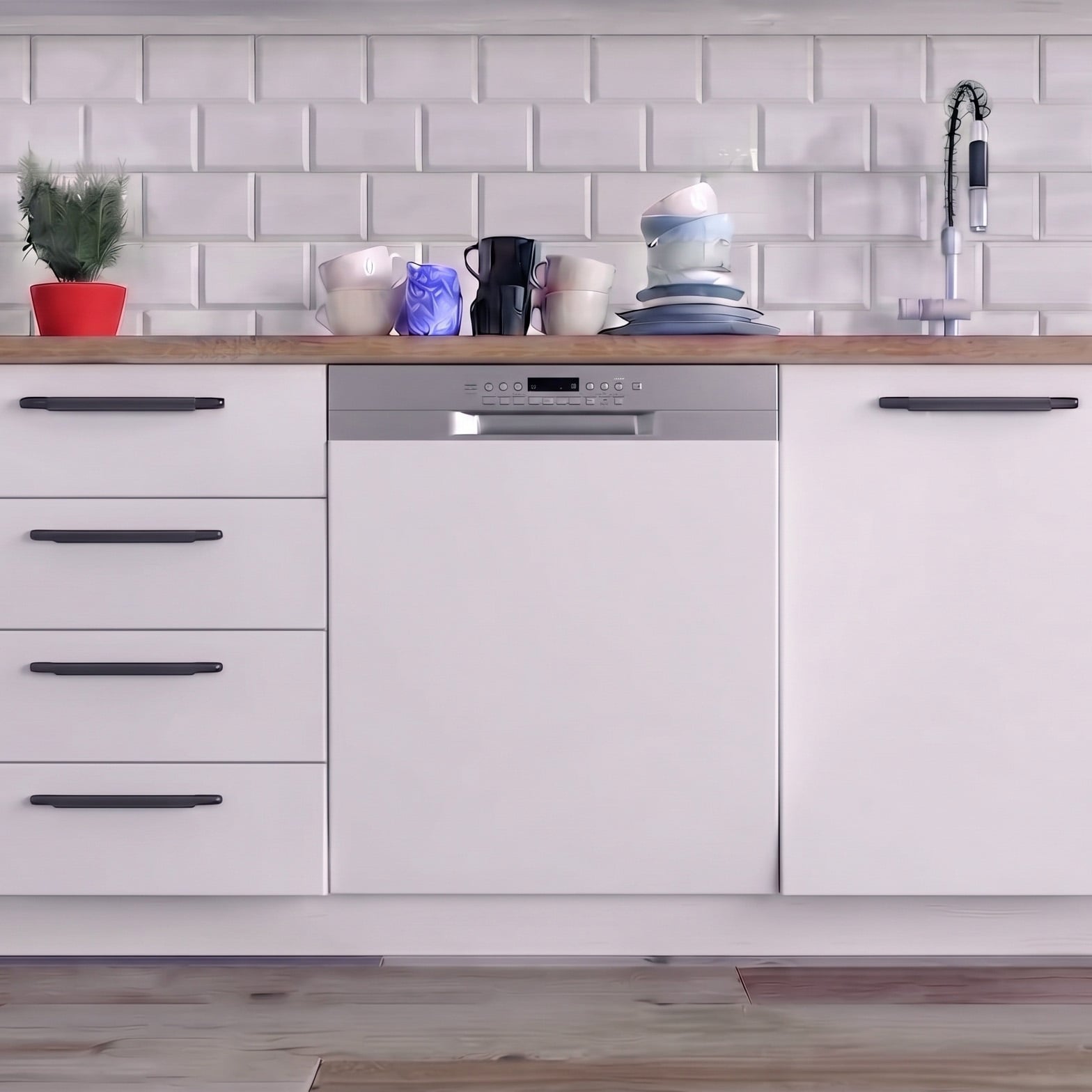 Lave-vaisselle avec bandeau de commande visible