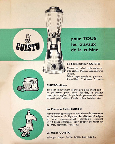 Brochurepagina met keukentoestellen van het merk Cuisto.