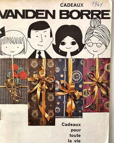 Vanden Borre-brochure met cartoonpersonages en cadeautjes.