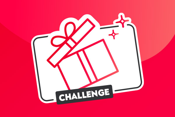 Un dessin d'un cadeau avec challenge crit dessus
