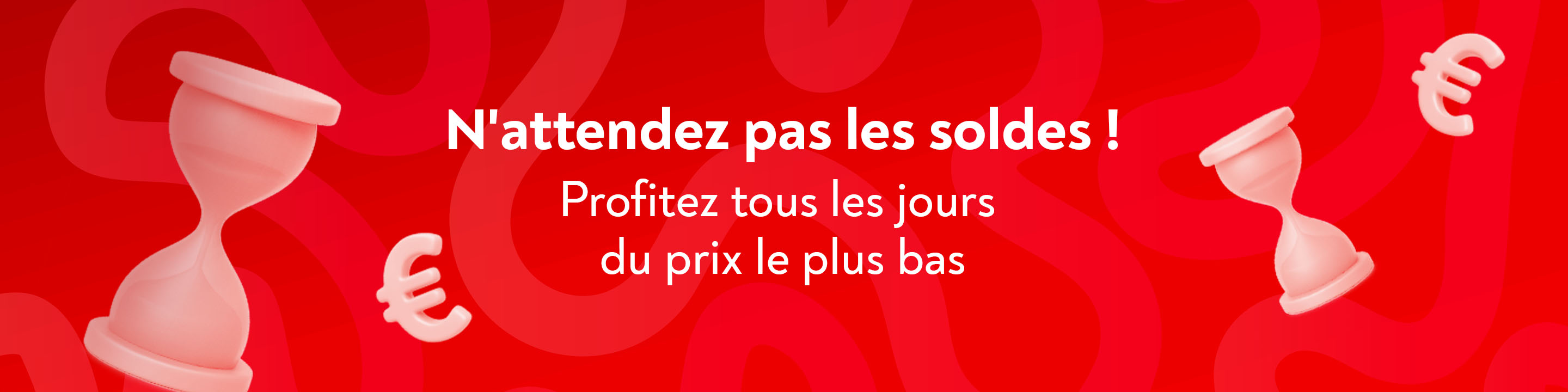 Banner rouge avec deux signes euro et deux sabliers