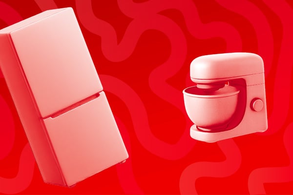 Banner soldes avec un frigo et un robot de cuisine