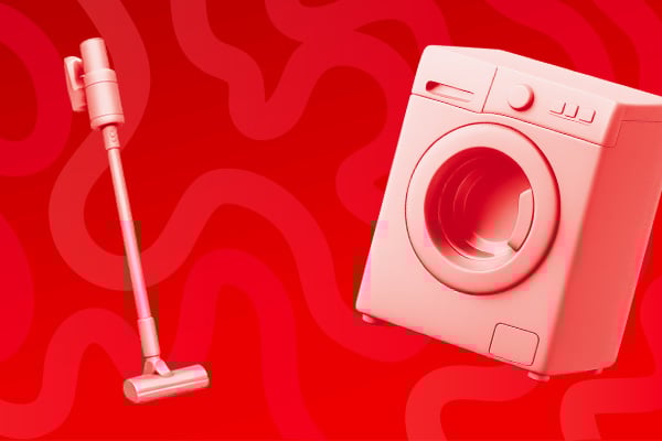 Banner soldes avec un lave-linge et un aspirateur