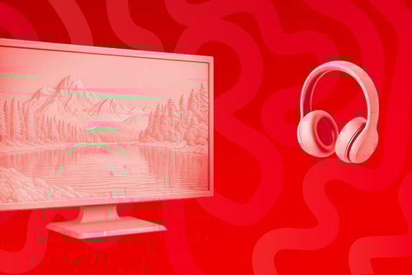 Banner soldes avec une TV et un casque