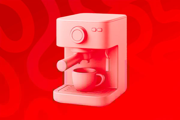 Une machine � caf� sur un fond rouge