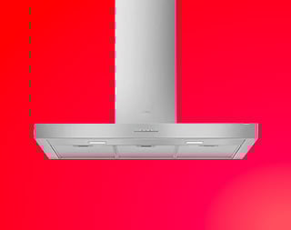 Een dampkap op een rode achtergrond