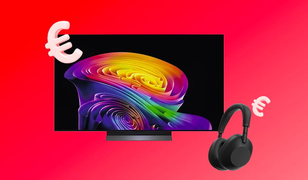 Banner soldes avec une TV et un casque