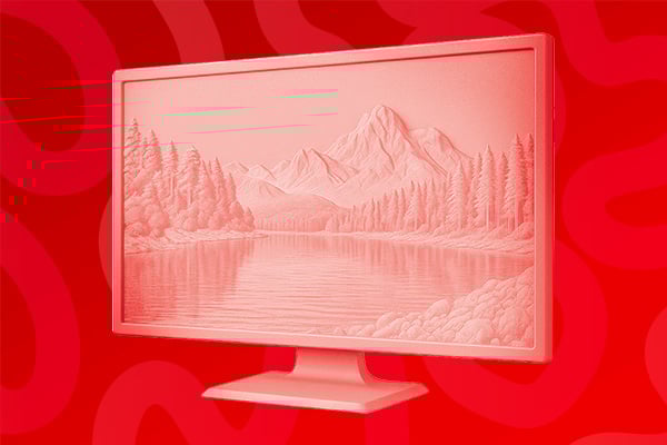 Une TV sur un fond rouge