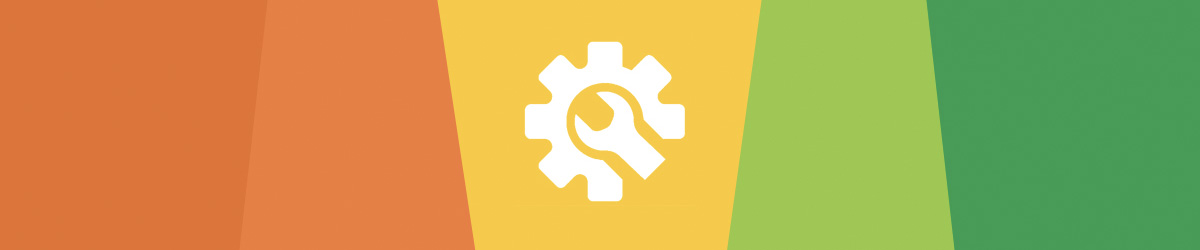 Arri�re-plan aux couleurs de l'indice de r�parabilit� : orange fonc�, orange clair, jaune, vert clair, vert fonc�. Au centre, repr�sentation du logo de l'indice, � savoir une roue crant�e et la moiti� sup�rieure d'une cl� anglaise.