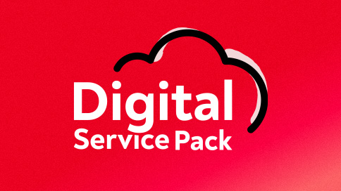Logo du Digital Service Pack avec un nuage sur fond rouge.