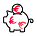 Ic�ne : tirelire en forme de cochon avec une pi�ce marqu�e du symbole de l'euro.