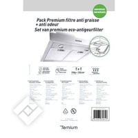 TEMIUM FILTRE DE HOTTE ANTI GRAISSE ET ANTI ODEUR 47X57CM PREMIUM - UNIVERSEL & DCOUPABLE