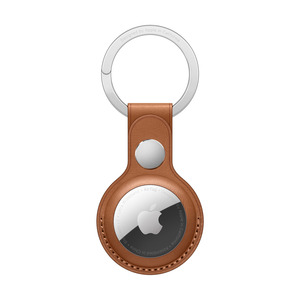 APPLE AIRTAG LEATHER KEY RING SADDLE BROWN