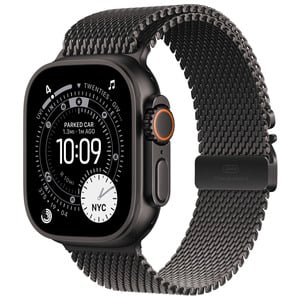 APPLE WATCH ULTRA 3GPS + CELLULAR49MMBOTIER TITANE NOIR AVEC BRACELET MILANAIS EN TITANE NOIR - L