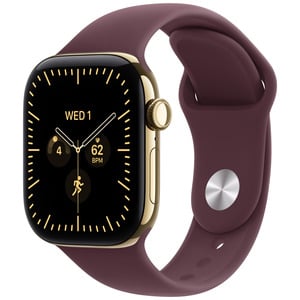 APPLE Watch Series 12 GPS   Cellular 42mm Radiant Gold Titanium Case with Burgundy Sport Band - S/M