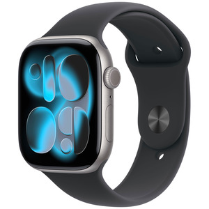 APPLE WATCH SERIES 11GPS46MMGRIS SIDRAL BOTIER ALUMINIUM AVEC BRACELET SPORT NOIR - M/L