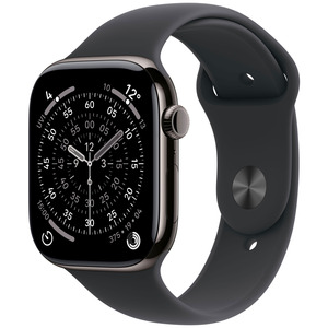 APPLE WATCH SERIES 11GPS + CELLULAR 46MMBOTIER TITANE ARDOISE AVEC BRACELET SPORT NOIR - M/L
