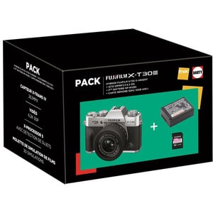 FUJIFILM X-T30 III Silver + XC 13-33mm (+2de batterj en Micro SD 32 Go)