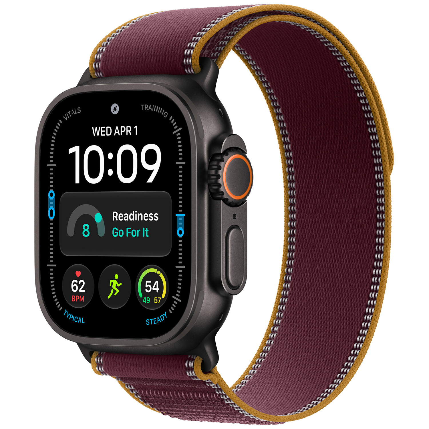 APPLE Watch Ultra 4 GPS Cellular 49mm Black Titanium Case with Burgundy Trail Loop - M/L