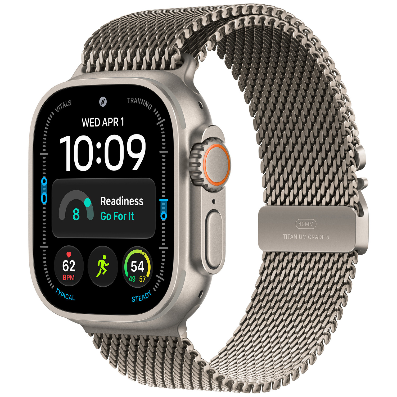APPLE Watch Ultra 4 GPS Cellular 49mm Natural Titanium Case with Natural Titanium Milanese Loop - L
