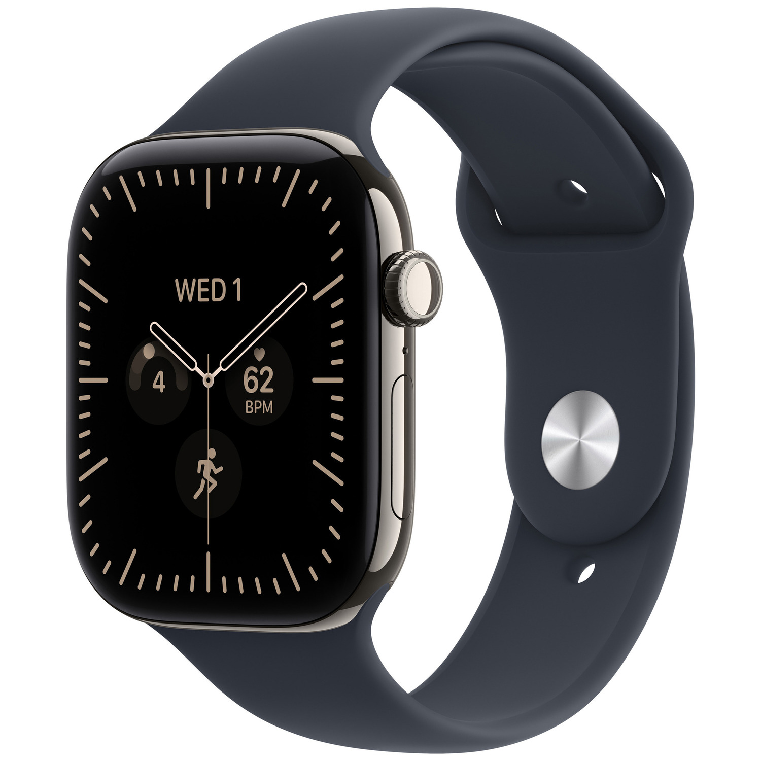APPLE Watch Series 12 GPS Cellular 46mm Natural Titanium Case with Navy Blue Sport Band - M/L