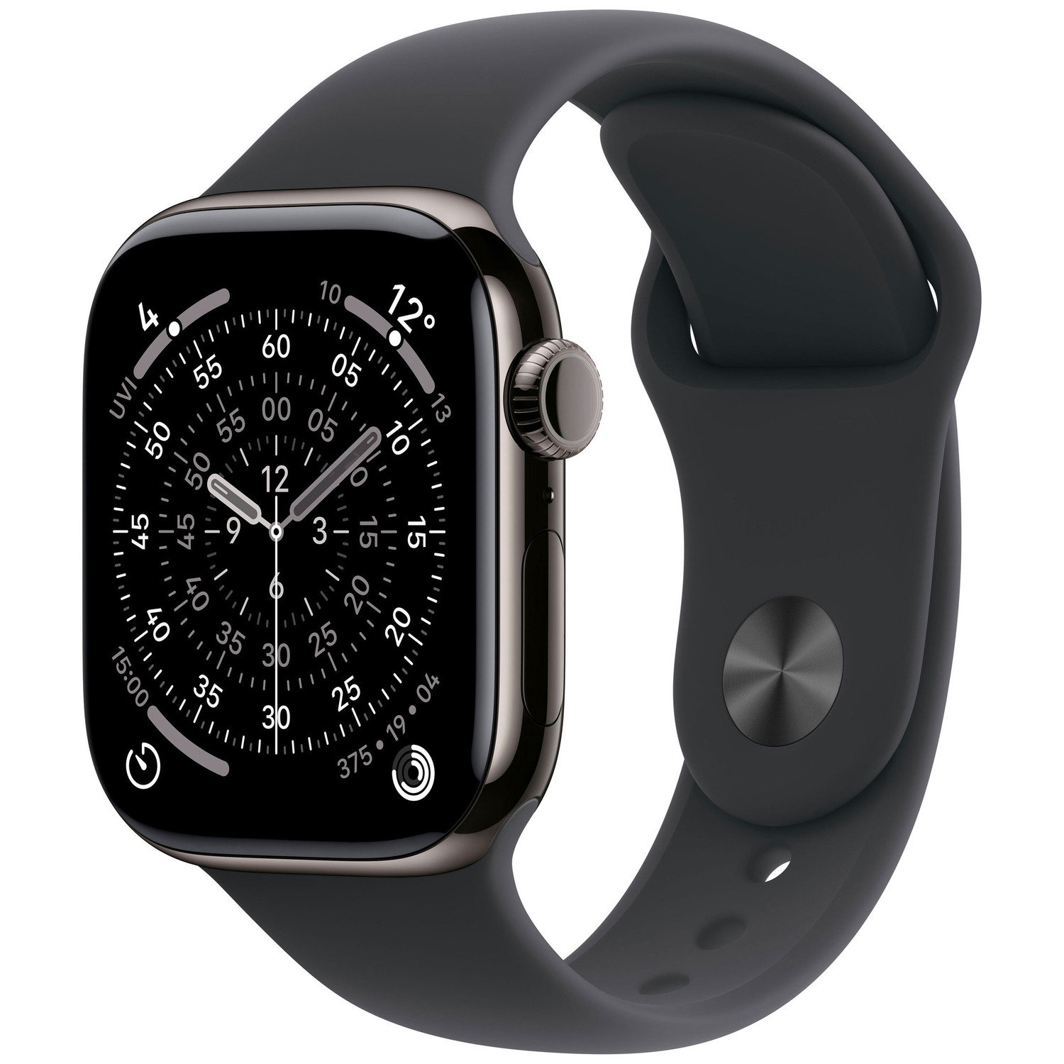 APPLE WATCH SERIES 11 GPS + CELLULAR 42MM BOÎTIER TITANE ARDOISE AVEC BRACELET SPORT NOIR - S/M