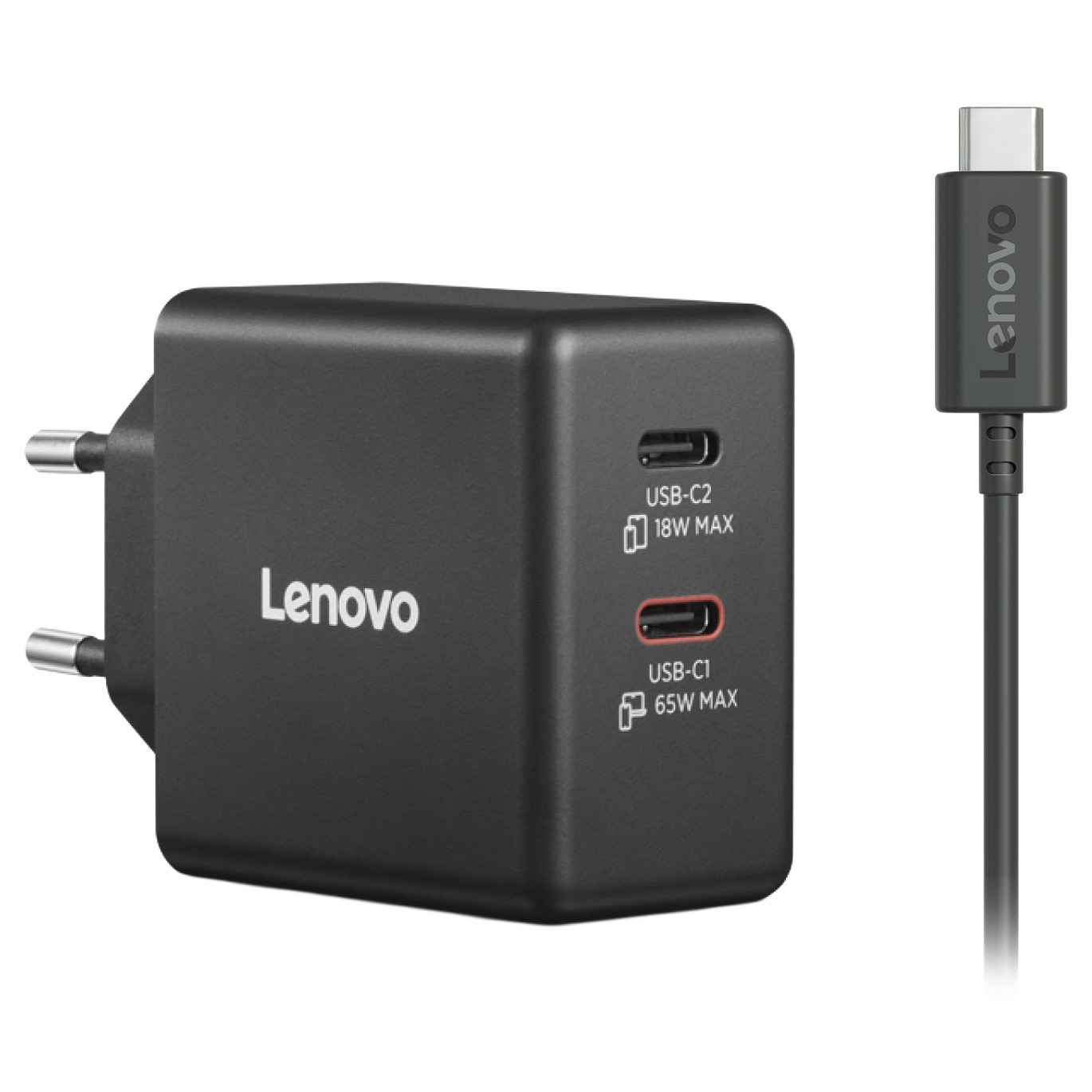 LENOVO DUAL USB-C GAN 65W +CABLE