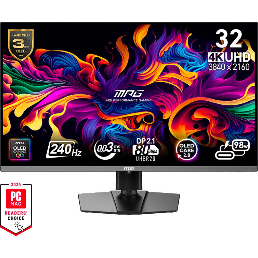 MSI MPG 322URX QD-OLED Gaming Monitor - 31.5" 4K UHD - 240Hz - 0.03ms GTG - QD-OLED - Black