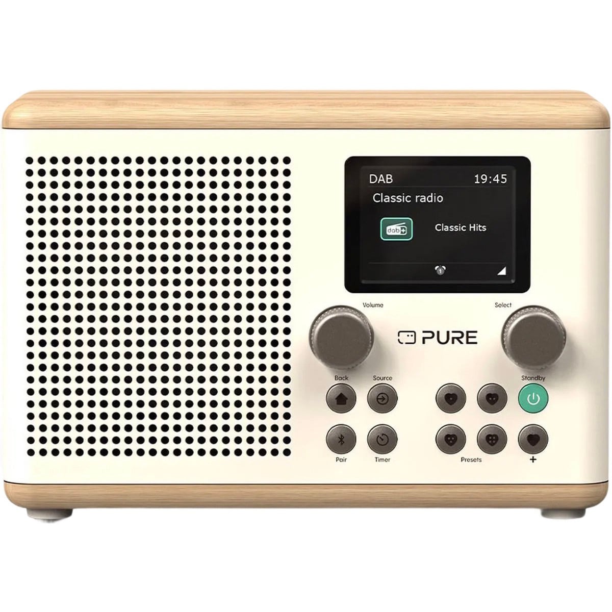 Pure H4 Cotton Portable Digital Radio Oak, White