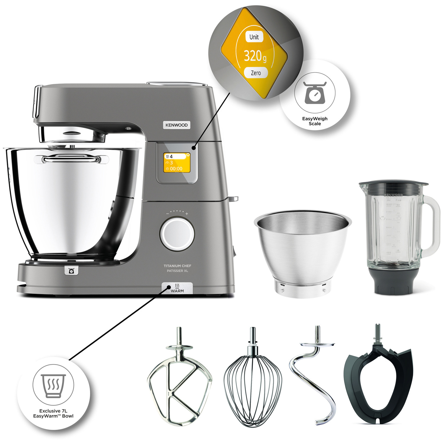 ROBOT DE CUISINE KENWOOD TITANIUM CHEF PATISSIER XL KWL90.124SI