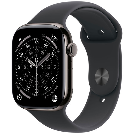 APPLE WATCH SERIES 11GPS + CELLULAR 46MMBOTIER TITANE ARDOISE AVEC BRACELET SPORT NOIR - M/L