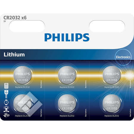 PHILIPS LITHIUM CR2032 X6