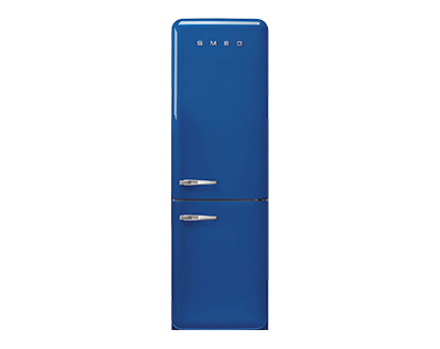 Un combie frigo conglateur SMEG bleu  