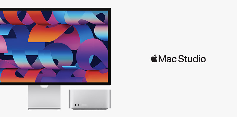 Mac Studio M2 Max prsentant un fond dcran color 