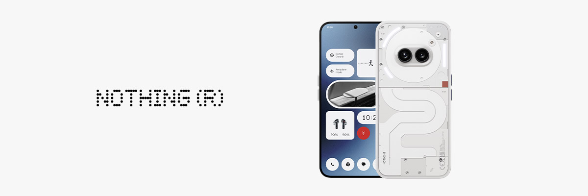 Een afbeelding van de voor- en achterkant van de Nothing Phone (2a)