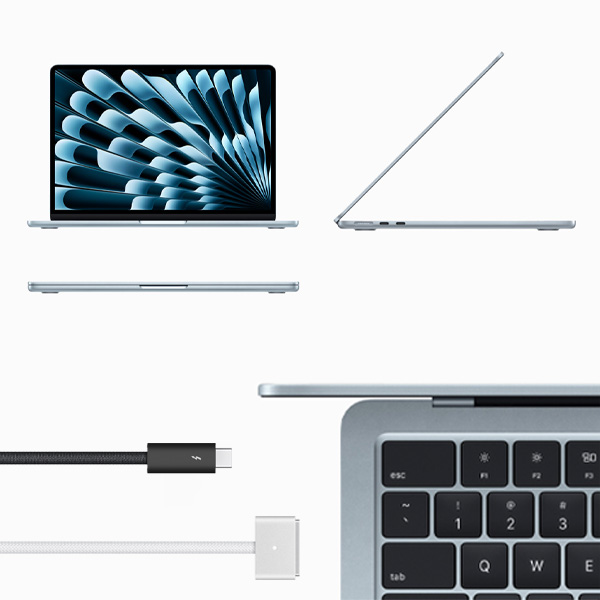 On voit un MacBook dans diffrentes positions