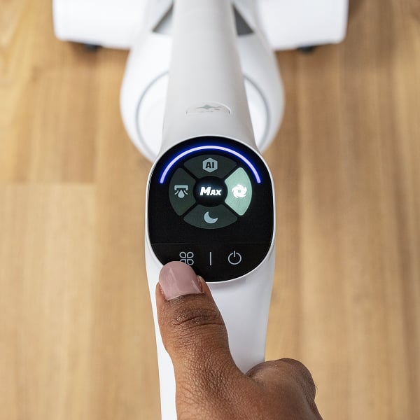 Het display van de Rowenta X-Clean met de verschillende iconen